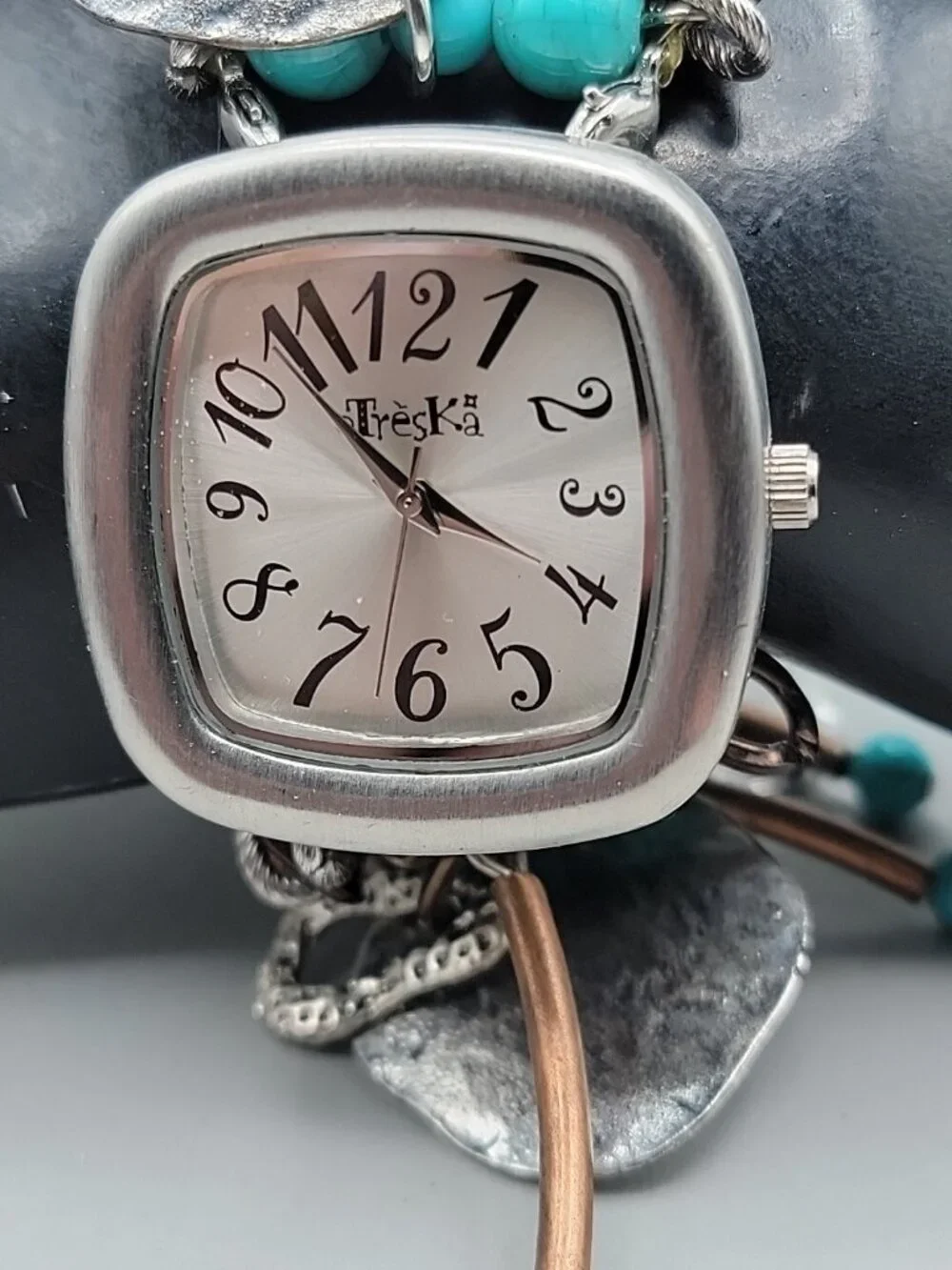Treska Ladies Boho Dangling Charm Bracelet Watch 35mm Dial 7.5” Southwestern